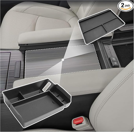SXCY 2PCS for 2025 Toyota Sienna Center Console Organizer+Console Storage Mat [Not for Console w/Cool Box] for 2021-2025 Toyota Sienna Accessories 2021-2025 Sienna Armrest Console Organizer