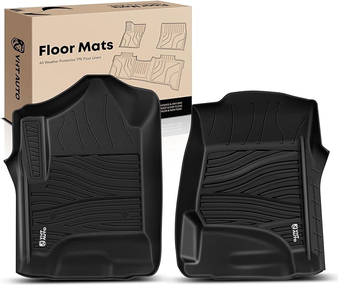 YHTAUTO Floor Mats Fit Chevy & GMC & Cadillac Models-Silverado, Suburban, Tahoe, Sierra, Yukon, Escalade, TPE All Weather Car Mats Waterproof Odorless Floor Liner