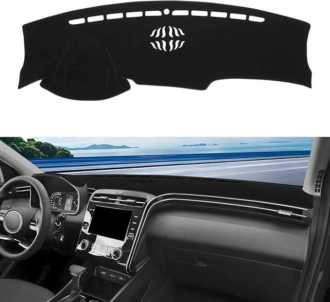 KUST Car Dash Cover for Hyundai Tucson 2022-2024 (ONLY FITS 4.2-inch Digital Instrument Cluster) (Not fits 10.25-inch Digital Instrument Cluster) Polyester Dashboard Cover Non-Slip Dash Mat Black