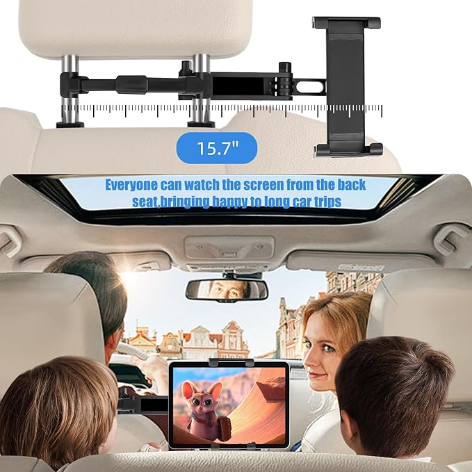 2 Pack Tablet Holder for Car, Ipad Headrest Mount for 6-13'' ipad/Phone Car Tablet Holder with 360° Adjustable Rotation,Essential for Road Travel, Black