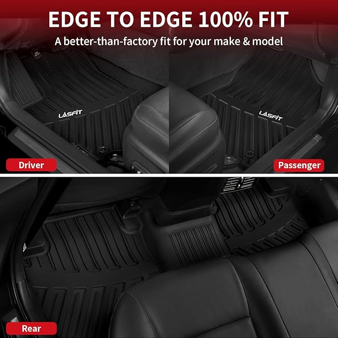 LASFIT Floor Mats for Toyota Camry 2017 2016 2015 LE/SE/XLE/XSE/Hybrid, Custom Fit TPE All Weather Floor Liners for Camry 2015-2017 1st & 2nd Row Car Mats, Black