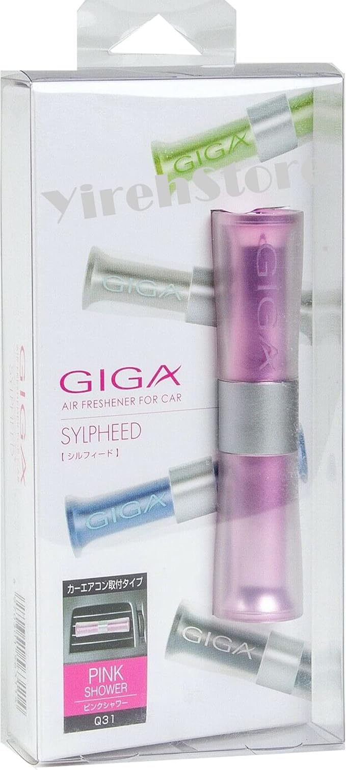 Air Spencer GIGA Clip Sylpheed Car Air Freshener, Premium Quality and Heavy Duty Solid Material Car Freshener, Stylish Design Graceful Color, Eikosha Japan (Pink Shower scent)