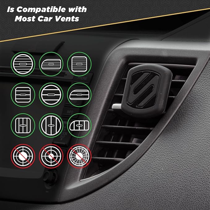 Scosche MAGVM2B-2PKBP0 MagicMount Magnetic Phone Mount for Car Air Vent, Universal Cell Phone Holder for Car Vent Mount, Strong Magnet Hold, Compatible with iPhone, Samsung, & All Devices (Pack of 2)