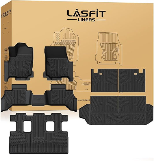 LASFIT Floor Mats&Trunk Mat with Backrest Mat for Toyota 4Runner 2025-2026(Only Fit 7 Seats), All Weather TPE Custom Fit Floor Liner for 4Runner SR5/TRD/Limited 6th gen Front&Rear 4 Runner Car Mats