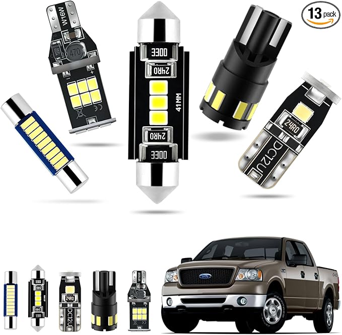 EASY EAGLE LED Interior Car Lights for Ford-F150-2004-2008: 13 Piece Kit White LED Light Bulbs - Super Bright 6000K + Install Tool