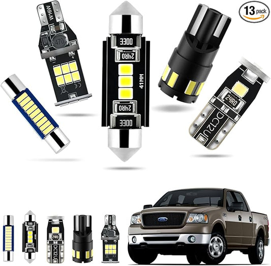 EASY EAGLE LED Interior Car Lights for Ford-F150-2004-2008: 13 Piece Kit White LED Light Bulbs - Super Bright 6000K + Install Tool