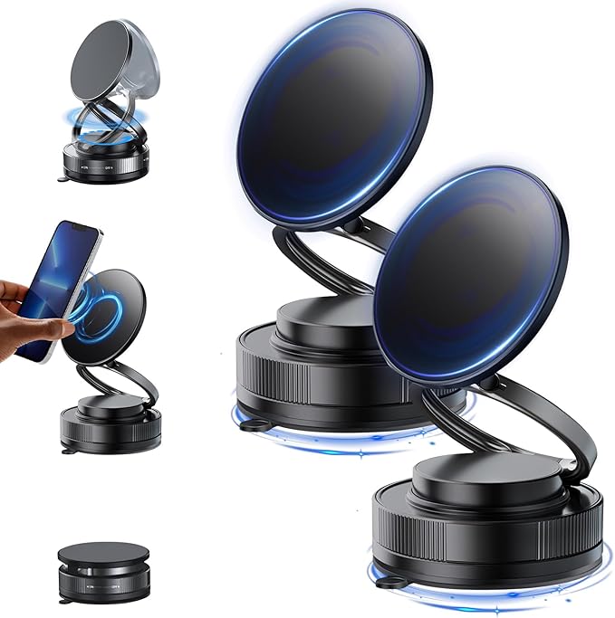 Vipbugo Phone Holder,360° Vacuum Magnetic Phone Holder Vipbu, Magnetic Suction Phone Mount Vipbugo,Vacuum Adsorption Magnetics Bracket, Hands-Free Suction Cup PhoneHolder for All Smooth Surface