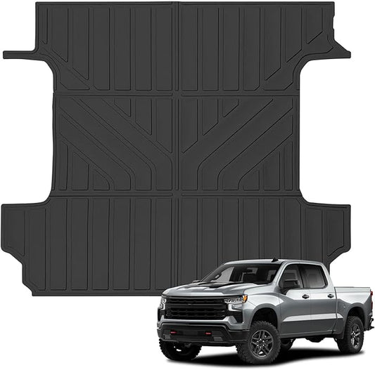 Truck Bed Mats Compatible with 2019-2024 2025 Chevy Silverado 1500 & GMC Sierra 1500 Crew Cab 5.8Ft Short Bed, TPE All-Weather Truck Bed Liner