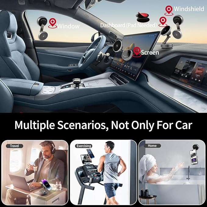 For iPhone MagSafe Car Mount Charger[15W Fast Wireless Charging, 120LBS Strongest Suction, 2800gf Strong Magnetic]360° Rotation Adjustable Car Phone Holders for Your Car Dashboard/Windshield