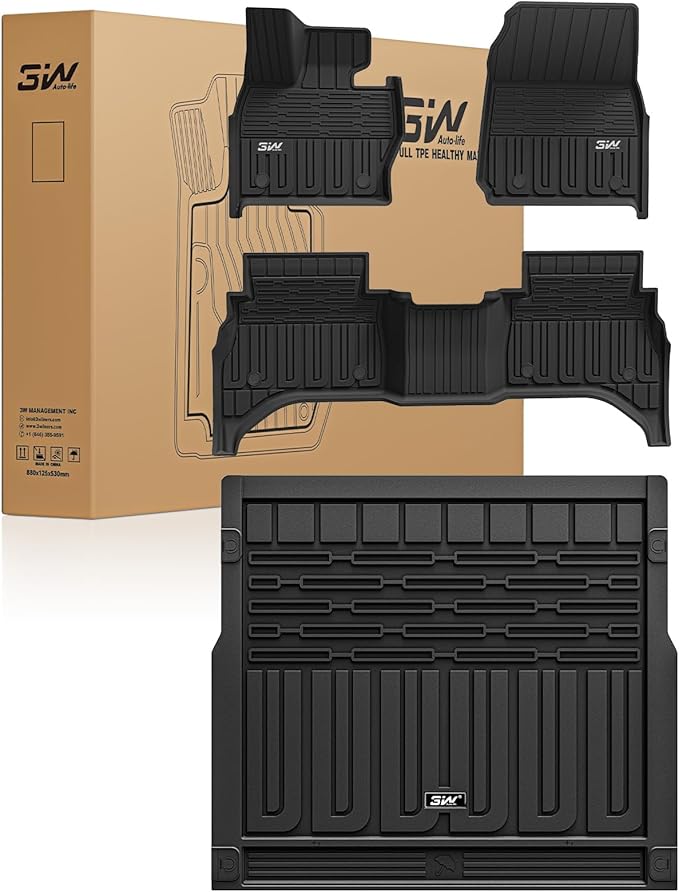 3W Floor Mats & Cargo Liner Fit Range Rover Sport 2023-2025 (Not for Range/Land Rover Discovery Sport) TPE All Weather Custom Fit for Land Rover Sport 1st and 2nd Row Full Set Car Liners, Black