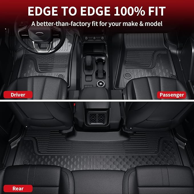 LASFIT Floor Mats for Ram 1500 Quad Cab 2025 2026 Bucket Seat(Not for Bench Seating), All Weather TPE Custom Fit Car Mats Floor Liners 1st & 2nd Row, Black