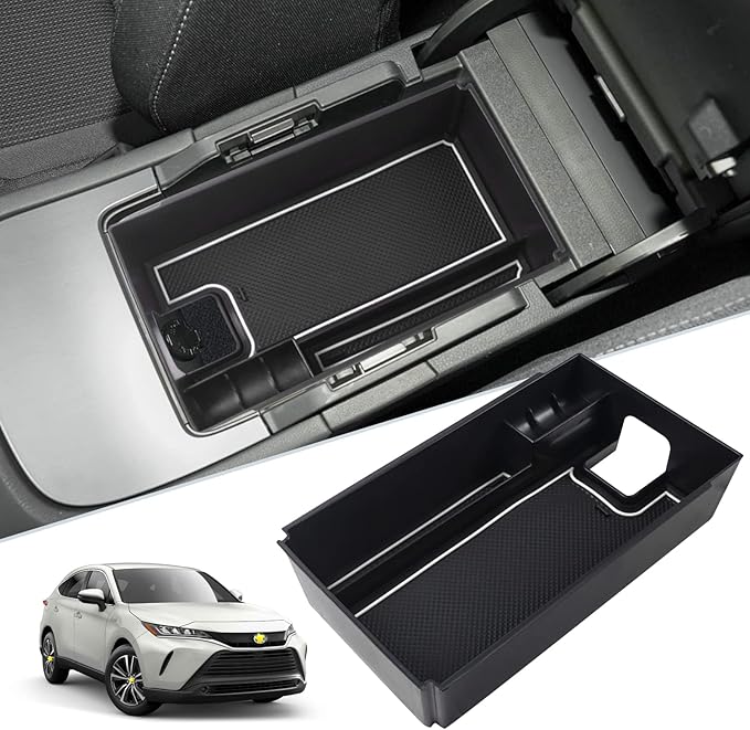 SKTU (Update) 2021 2022 2023 2024 Toyota Venza Center Console Organizer 2022 2023 2024 Toyota Venza Accessories ABS Black Materials Tray Armrest Secondary Storage Box (White)