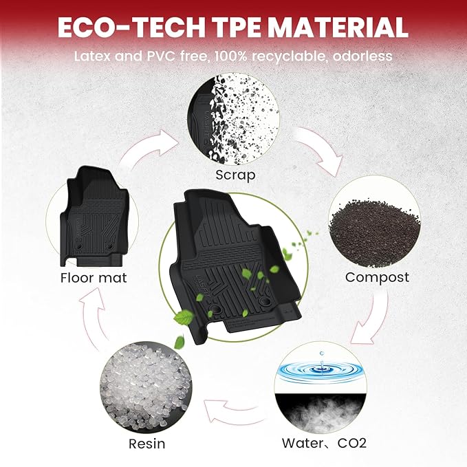 LASFIT Floor Mats for Toyota Tacoma 2024-2026 Double Cab Gasoline (Only Fit Manual) All Weather TPE Floor Liners for Custom Fit Tacoma Front&Rear 2 Row Mats (Not Fit Xtra Cab or Hybrid or Auto Trans)