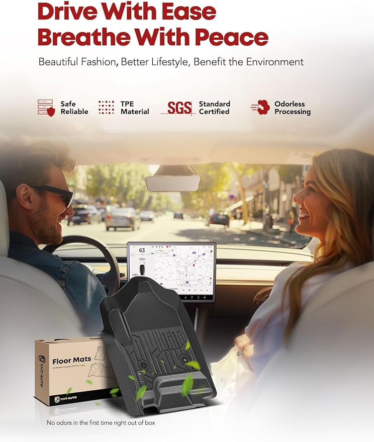 YHTAUTO Floor Mats Fit 2014-2018 Chevy Silverado/GMC Sierra, 2015-2019 2500HD/3500HD Crew Cab, Black TPE All Weather Car Mats Waterproof Odorless Floor Liner, 1st & 2nd Row Liner