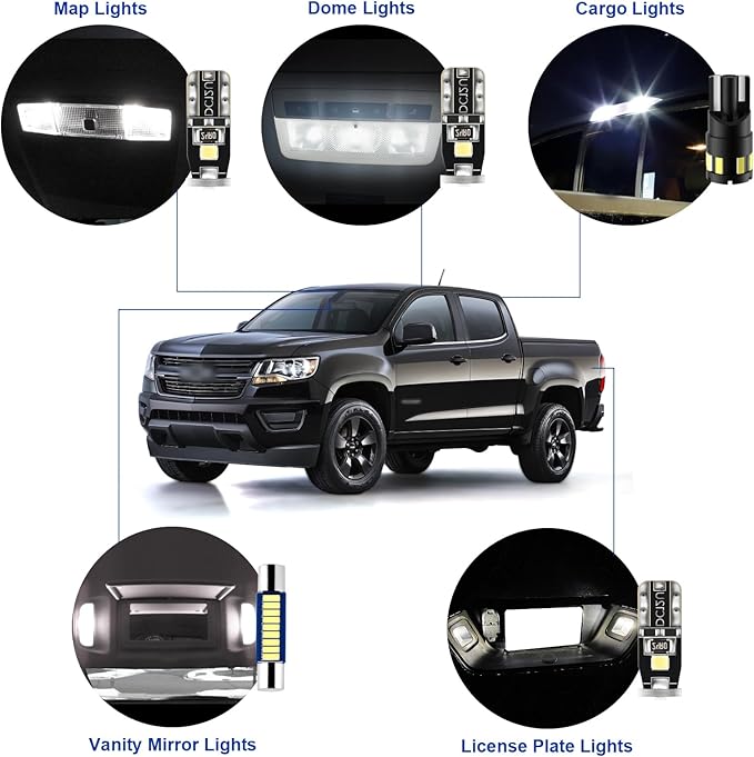 EASY EAGLE LED Interior Car Lights for Chevy-Colorado-GMC-Canyon-2015-2022: 13 Piece Kit White LED Light Bulbs - Super Bright 6000K + Install Tool