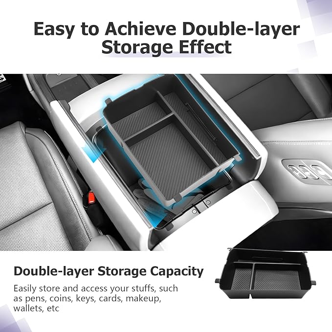 LUWU 2026 Palisade Accessories for 2026 Hyundai Palisade Accessories Palisade LX3 Lower Center Console Organizer, Armrest Console Tray Storage Box Black 3-Pack (Only for 7-Seat)