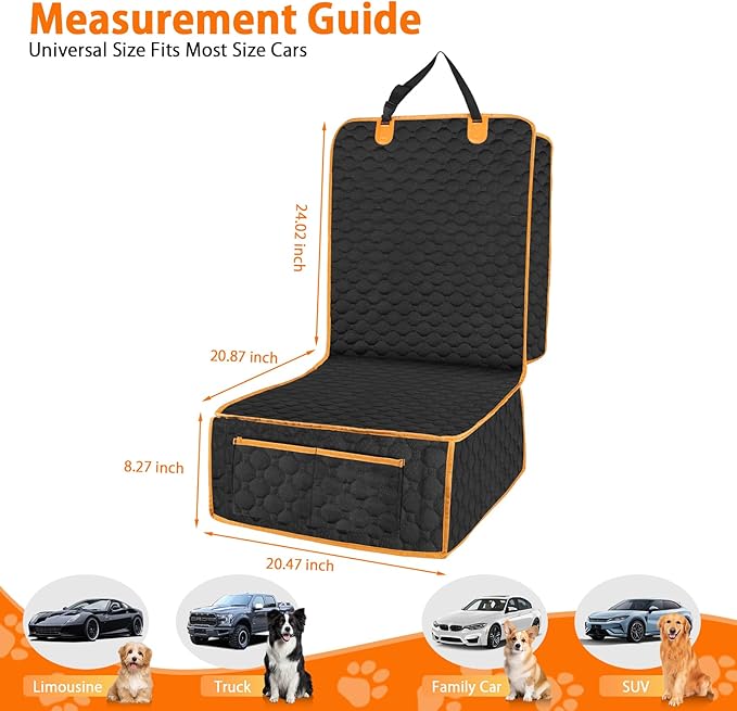2 Packs Front Seat Car Cover, Waterproof Dog Car Seat Cover, Non-slip & Scratch-Proof, Pet Car Seat Protector with Side Flaps and Storage Pocket, Car Seat Cover for Most Cars, Trucks and SUVs