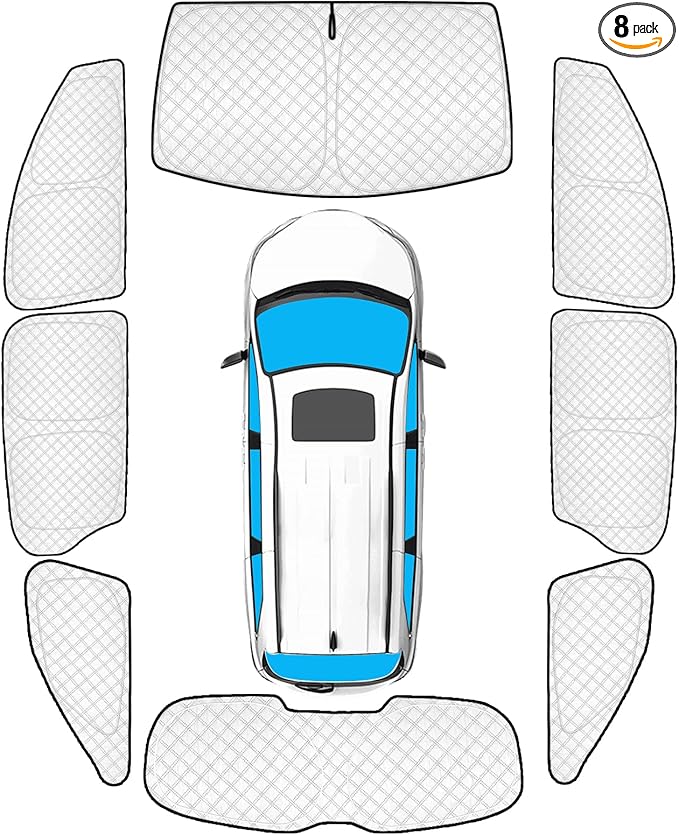 KMF 8pcs Thicken Full Sun Shades for Toyota Sienna 2021-2025 Accessories,Car Window Covers Sunshade for Windshield Side Rear, UV Block and Blackout Privacy for Camping Outdoor