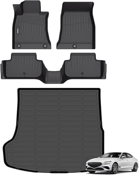 ANBINGO®-Floor Mats & Cargo Liner for 2026 2025 2024 2023 2022 2021 2020 2019 Genesis G70 RWD Car Mats All Weather Floor Liner Non-Slip Waterproof Durable TPE Rubber G70 RWD Accessories