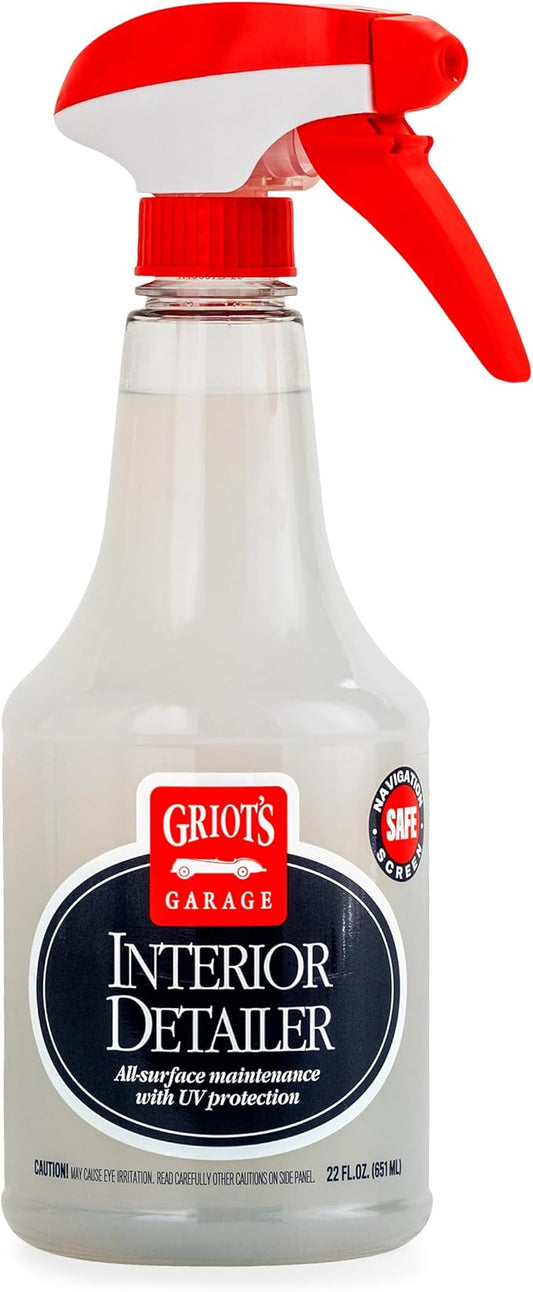 Griot's Garage Interior Detailer, Light-Duty Car Cleaner for All Surfaces, Including Vinyl, Leather, Metal, Plastic, Glass, and More, 10975, 22oz