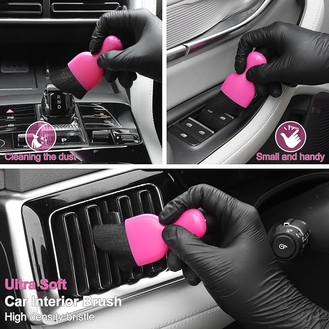 TTRCB Car Detailing Cleaning Kit Interior Cleaner, Car Detailing Brush Set, Pink Car Accessories Essentials for Women, Car Cleaning Gel, Car Cleaning Supplies Tools Stuff for RV, SUV, Interior