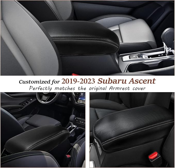 SKTU for 2019-2026 Subaru Ascent Armrest Cover 2023-2026 Ascent Center Console Cover 2023 2024 2025 2026 Ascent Accessories Armrest Pad 2023-2026 Ascent Center Console Soft Cushion (Black Line)