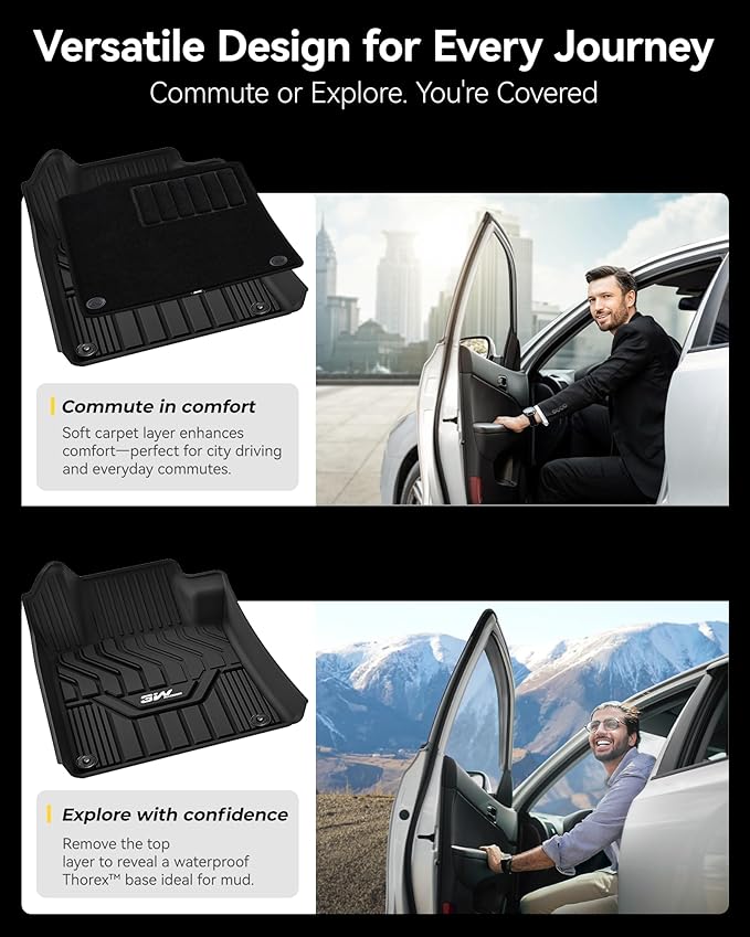 3W Floor Mats & Carpets Compatible for Nissan Altima 2019-2024 2025, TPE All Weather Accessories Custom Fit Floor Liner for Nissan Altima (1st and 2nd Row) Full Set Car Mats