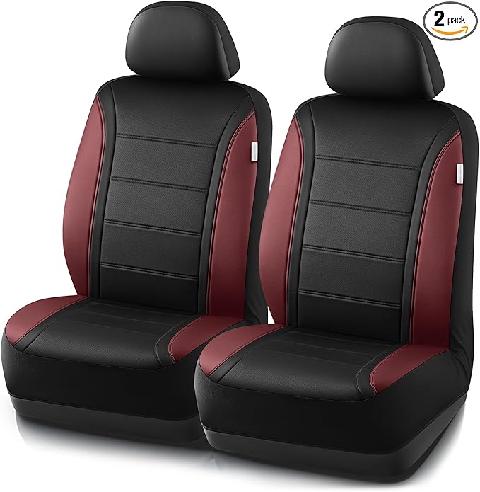 Road Comforts Leather Seat Covers, Breathable Car Seat Covers Front Seat for Men,Airbag Compatible, Automotive Seat Covers Set Universal Fit Most Cars,Vans,Truck,SUV
