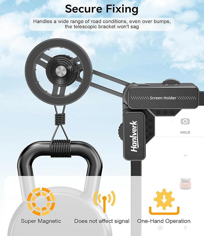 Screen Clip Phone Holder, Magnetic Car Phone Mount for Tesla Model 3/Y/S/X/Cybertruck, Adjustable Extendable Cellphone Holder for MagSafe for iPhone 17 16 15 14 13 12 Series, and More(Classic Model)