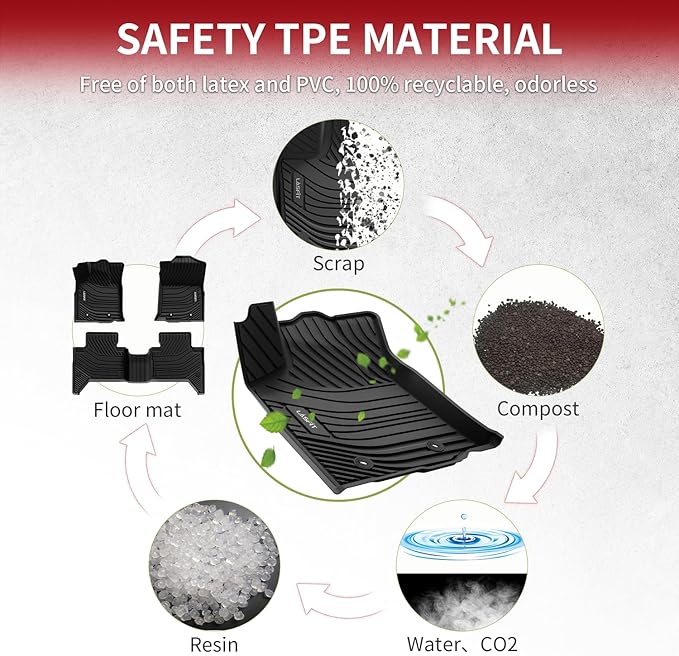 LASFIT Front Mats Fit for Tacoma 2016-2023 (Only Fit Auto Tran), Custom Fit All Weather Protection Durable TPE Floor Liners for 2024 2025 2026 Tacoma Accessories Front Row Car Mats, Black