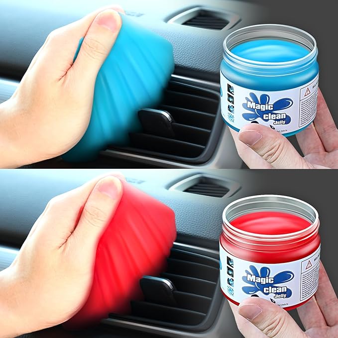 DNA MOTORING 2 Pack Car Cleaning Gels Auto Detailing Tools Cleaning Putty Car Interior Cleaner, Car Jelly Cleaner, Keyboard Cleaner, Car Cleaning Supplies Car Gifts for Men Women,Blue+Red, TOOLS-00147