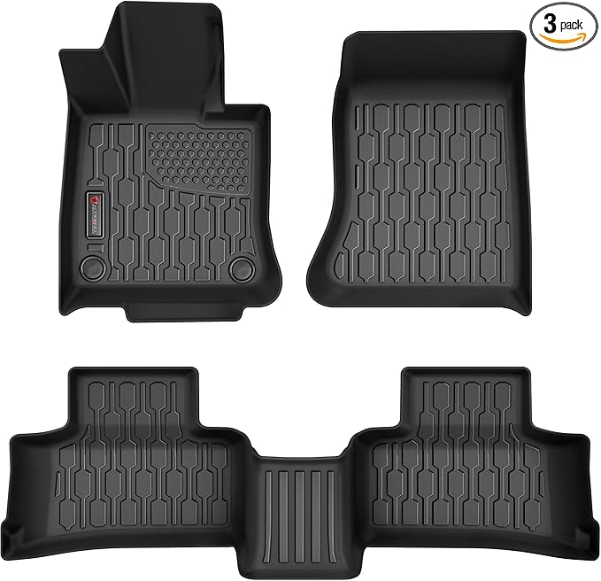 Floor Mats Compatible with 2023 2024 Mercedes Benz GLC, All Weather TPE Floor Liners, Custom Fit Car mats, 1st & 2nd Row, Black