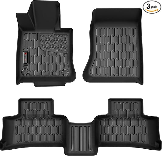 Floor Mats Compatible with 2023 2024 Mercedes Benz GLC, All Weather TPE Floor Liners, Custom Fit Car mats, 1st & 2nd Row, Black
