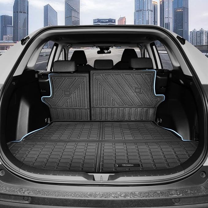 Vanseno Floor Mat & Cargo Liner & Backrest Mat Compatible for 2019 2021 2022 2023 2024 2025 Toyota Rav4 Floor Mats Trunk Liners Back Seat Cover Mat All-Weather Full Set Protector