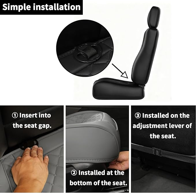 2pcs Car Seat Covers for Upgrade Leather,Car Seat Protector Water Proof Material,No Slip Soft,Side Wrapping,Bottom Seat Covers Universal for Most Automotive,Vans,Trucks,Suvs (Grey)