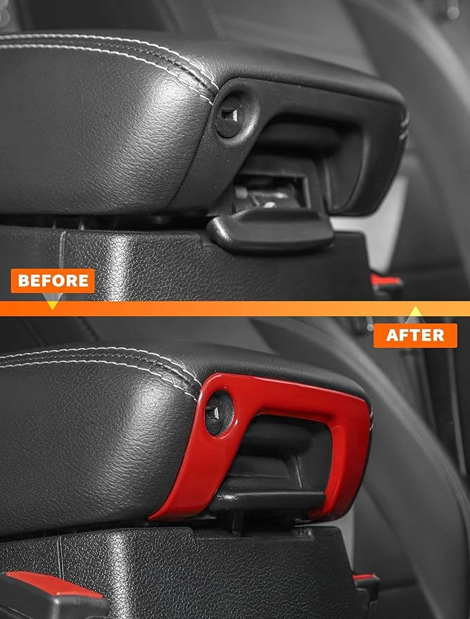 Savadicar Red Interior Accessories - Armrest Switch Bezel Trim Cover for 2018-Present Jeep Wrangler JL JLU 4XE & Gladiator JT - Solid Color Interior Decor Upgrade Option, 1-Piece