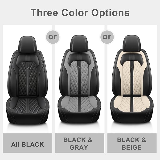 TTX LIGHTING Seat Covers Fit for Kia Optima 2002-2020 Seat Covers Full Set Car Seat Covers Faux Leather Breathable Waterproof Car Seat Protector (5 Seats, Black&Beige)