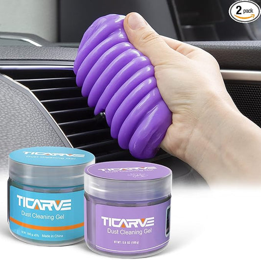 TICARVE 2Pack Cleaning Gel for Car Cleaning Putty Car Slime for Cleaning Car Detailing Putty Detail Tools Car Interior Cleaner Automotive Car Cleaning Kits Keyboard Cleaner Blue Purple (320g/11.2oz)