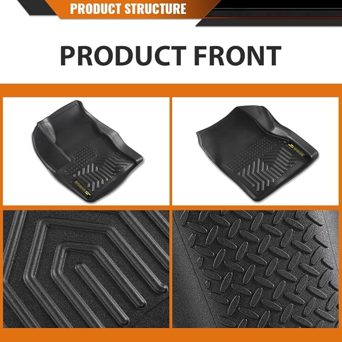 ANDPLAY TPE Floor Mats Liners Compatible with Ford Escape 2013-2019 Fit Ford C-Max 2013-2018 3-Piece Premium All Weather Protection Black Floor Liners alfombras para carro
