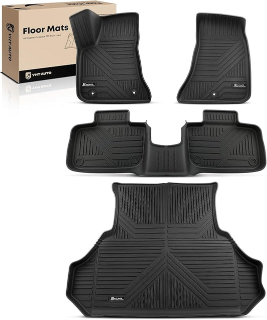 YHTAUTO Floor Mats & Cargo Mat Compatible with Chrysler 300 2011-2023 AWD Dodge Charger 2011-2022 5 Seats, TPE All Weather Car Mats Waterproof Anti-Slip Odorless Floor Liner Trunk Mat