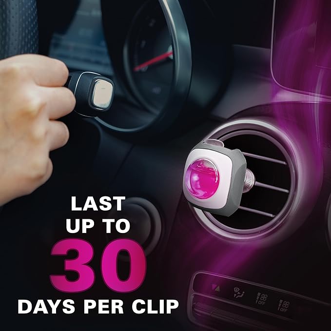 Air Jungles Flora Bliss Scent Car Air Freshener Clip, 6 Vent Clips, 4ml Each, Long Lasting Air Freshener, Up to 180 Days Car Refresher Odor Eliminator