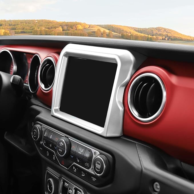 RT-TCZ for Jeep JL Center Console Radio Display Panel Trim Cover for Jeep Wrangler JL JLU Gladiator JT 2018-2023 Silver Interior Accessories 8.4 inch