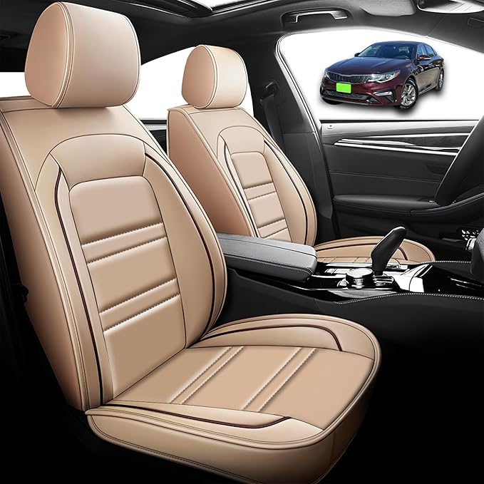 Seat Cover for kia Optima 2003-2020 | Car Seat Covers Front Seats, Waterproof Seat Protectors, Automotive Front Seat Covers (Front Seat, Beige)