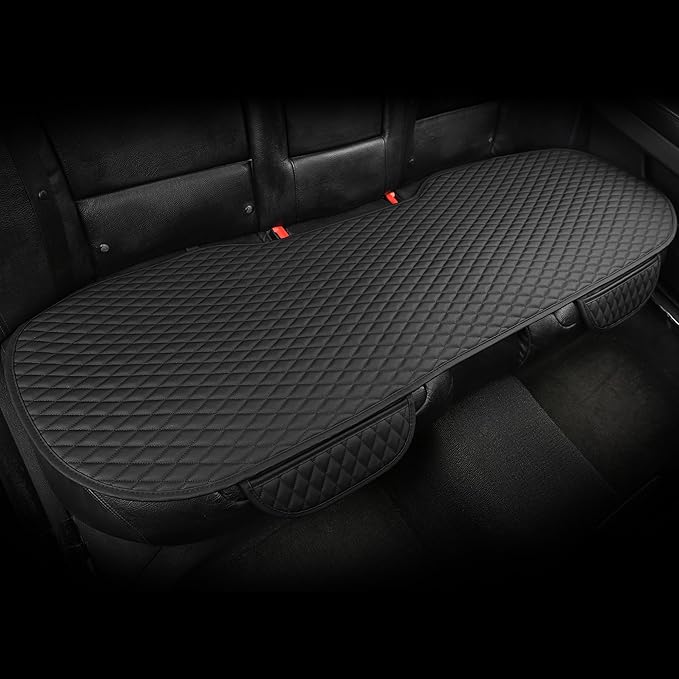 West Llama Pu Leather Car Seat Bottom Covers Protectors Include 1 Rear Bench Seat Cover Universal Fit 90% Vehicles,Black
