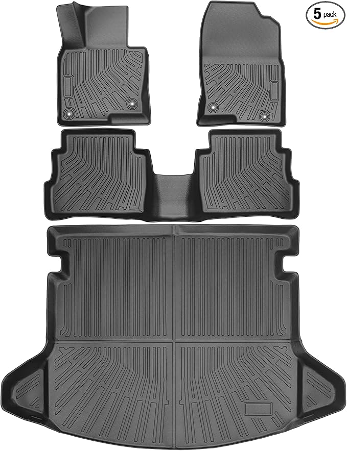 All Weather Floor Mats and Cargo Mat Set Fit for Mazda CX5 2025 2017-2024, TPE Car Mats Waterproof Anti-Slip Rubber Floor Liners for Mazda CX5 Accessories - 4 PCS