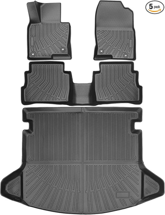 All Weather Floor Mats and Cargo Mat Set Fit for Mazda CX5 2025 2017-2024, TPE Car Mats Waterproof Anti-Slip Rubber Floor Liners for Mazda CX5 Accessories - 4 PCS
