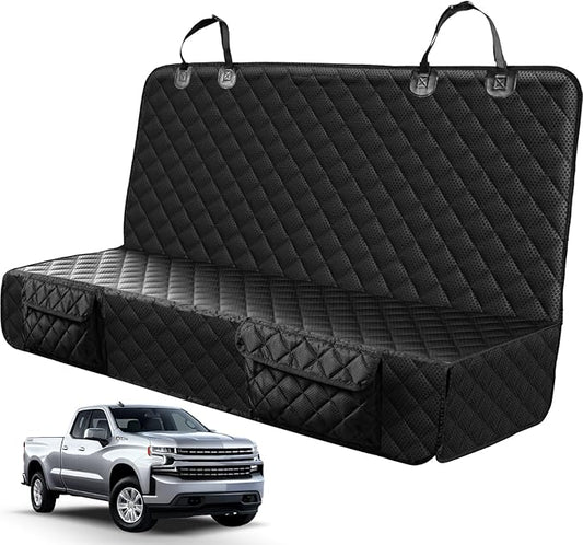 PETICON Dog Car Seat Covers for Ford f150/Ram1500/Nissan Frontier/Toyota Tacoma/GMC Canyon/Silverado, Waterproof Pet Back Seat Cover for Trucks, Scratchproof Nonslip Durable Rear Seat Cover for Dogs