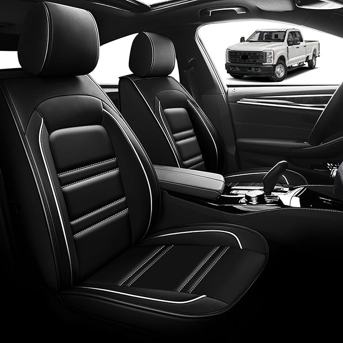 Seat Cover for Ford f250 2011-2025 | Car Seat Covers Front Seats, Waterproof Seat Protectors, Automotive Front Seat Covers (Front Seat, Black&White Line)