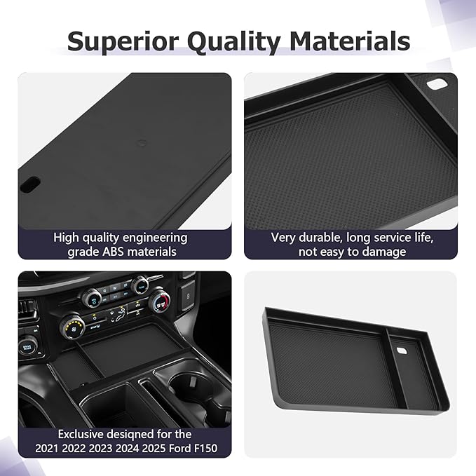 LUWU Center Console Organizer for 2021-2024 2025 Ford F150 & 2022-2024 F150 Lightning XLT Hidden Storage Tray 2025 F150 Accessories w/USB Hole (Fits into The Open Pocket in Front of The Shifter)