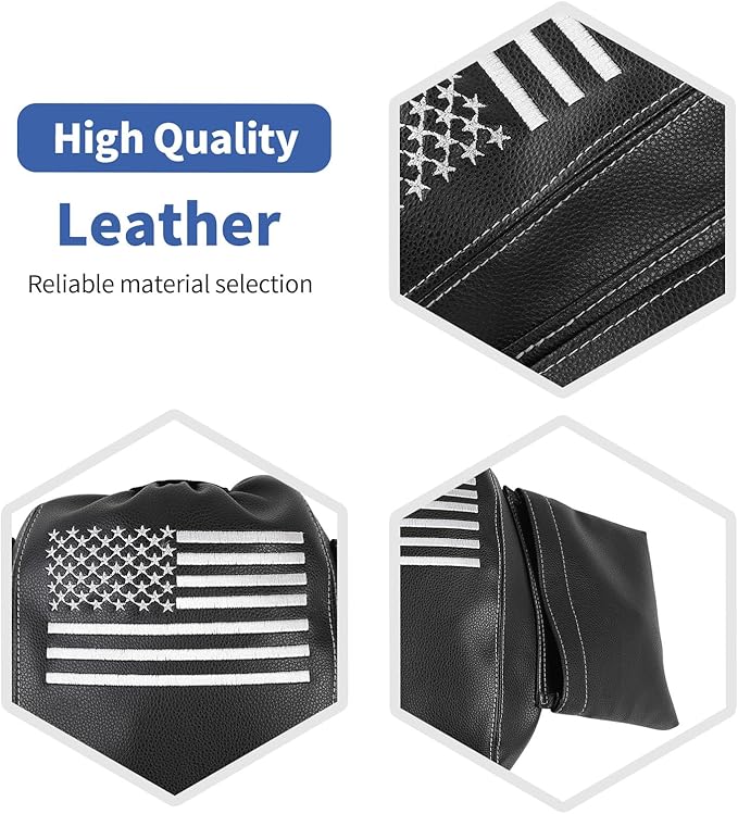 RT-TCZ for Wrangler JK Center Console Armrest Pad Cover with Storage Bag for Jeep Wrangler JK JKU 2011-2017 American Flag Black Leather